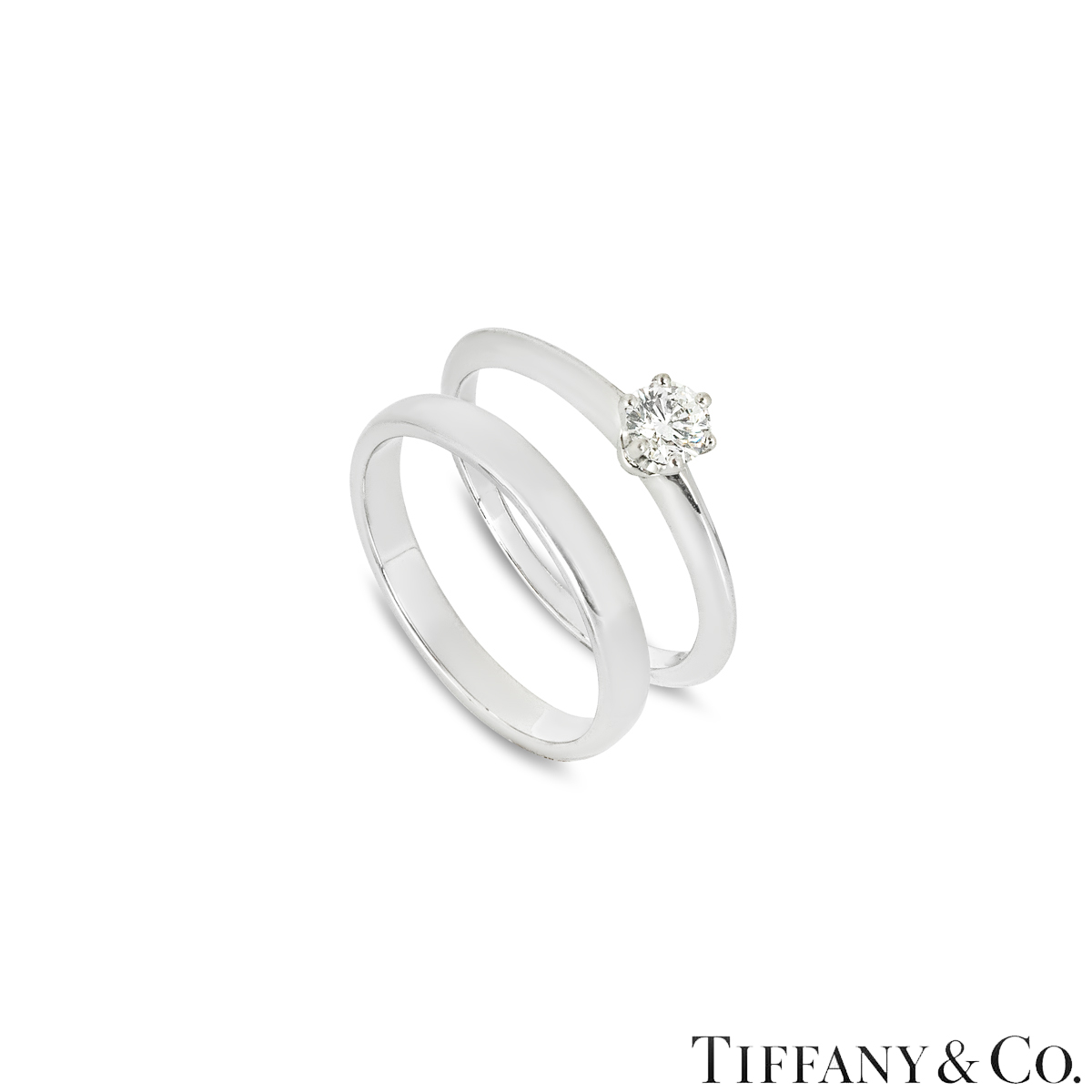 Tiffany & Co. Platinum Round Brilliant Cut Diamond Bridal Set 0.31ct G/IF